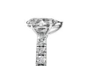 Solitaire Engagement Ring Setting for Pear-Shaped Center with Large Accent Band and Prong Head in Sterling Silver