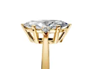3 Stone Engagement Ring Setting for Marquise Center with Low-Set Round Cut Accents and Prong Head in Yellow Gold