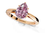 Solitaire Engagement Ring Setting for Fancy Pink Pear-Shaped Center with Open Cathedral Shoulders and Prong Head in Rose Gold