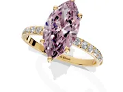 Solitaire Engagement Ring Setting for Fancy Pink Marquise Center with Pave Accents and Prong Head in Yellow Gold