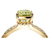 Solitaire Engagement Ring Setting for Fancy Yellow Radiant Cut Center with Raised Channel Band and Prong Head in Yellow Gold