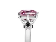 Solitaire Engagement Ring Setting for Fancy Pink Asscher Cut Center with Plain Band and Tulip Prong Head in Sterling Silver