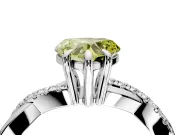 Solitaire Engagement Ring Setting for Fancy Yellow Heart-Shaped Center with Half-Pave Crossover Band and Prong Head in Sterling Silver