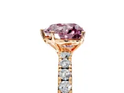 Solitaire Engagement Ring Setting for Fancy Pink Heart-Shaped Center with Large Accent Band and Prong Head in Rose Gold
