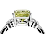 Solitaire Engagement Ring Setting for Fancy Yellow Princess Cut Center with Grooved Bar Accent Band and Prong Head in Sterling Silver