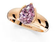 Tension Engagement Ring Setting for Fancy Pink Pear-Shaped Center with Wide Flat Band and Tension Head in Rose Gold