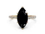 Solitaire Engagement Ring Setting for Fancy Black Marquise Center with Fine Pave Accents and Prong Head in Yellow Gold