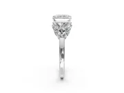 Leaf Cluster Engagement Ring Setting for Radiant Cut Center with Marquise Accents and Prong Head in Sterling Silver