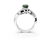 Halo Engagement Ring Setting for Fancy Green Radiant Cut Center with Marquise and Pave Bypass Band and Prong Head in Sterling Silver