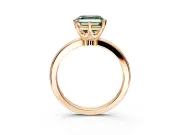 Solitaire Engagement Ring Setting for Fancy Green Asscher Cut Center with Plain Band and Tulip Prong Head in Rose Gold