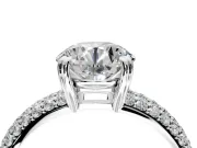 Solitaire Engagement Ring Setting for Round Cut Center with Multi-Row Pave Accents and Basket Head in Platinum