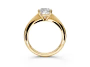 Solitaire Engagement Ring Setting for Cushion Cut Center with Reverse Tapered Band and Prong Head in Yellow Gold