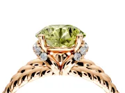 Halo Engagement Ring Setting for Fancy Yellow Round Cut Center with Rope Twist Split Shank and Prong Head in Rose Gold