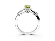 Bar-Set Engagement Ring Setting for Fancy Yellow Emerald Cut Center with Tapered Baguette Accents and Prong Head in Platinum