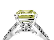 Solitaire Engagement Ring Setting for Fancy Yellow Asscher Cut Center with Pave Rail Split Shank and Prong Head in Sterling Silver
