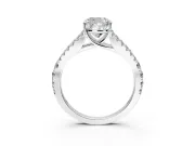 Solitaire Engagement Ring Setting for Cushion Cut Center with Pave Split Shank and Prong Head in Platinum