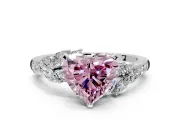 Solitaire Engagement Ring Setting for Fancy Pink Heart-Shaped Center with Marquise Accent Twist Band and Prong Head in White Gold