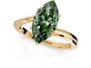 Solitaire Engagement Ring Setting for Fancy Green Marquise Center with Plain Bypass Twist Band and Prong Head in Yellow Gold