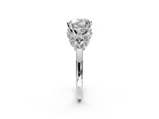 Leaf Cluster Engagement Ring Setting for Heart-Shaped Center with Marquise Accents and Prong Head in Platinum