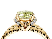 Halo Engagement Ring Setting for Fancy Yellow Oval Center with Rope Twist Split Shank and Prong Head in Yellow Gold