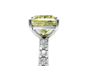 Solitaire Engagement Ring Setting for Fancy Yellow Princess Cut Center with Round Cut Pave Band and Prong Head in Sterling Silver