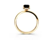 Hidden Halo Engagement Ring Setting for Fancy Black Emerald Cut Center with Plain Band and Tall Prong Head in Yellow Gold