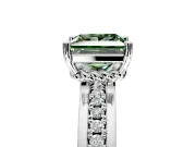 Solitaire Engagement Ring Setting for Fancy Green Princess Cut Center with Raised Channel Band and Prong Head in Platinum
