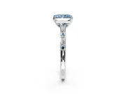 Baguette Engagement Ring Setting for Fancy Blue Radiant Cut Center with Alternating Bar-Set Band and Prong Head in White Gold