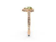 Halo Engagement Ring Setting for Fancy Yellow Heart-Shaped Center with Framed Halo, Pave Band and Prong Head in Rose Gold