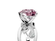 Solitaire Engagement Ring Setting for Fancy Pink Heart-Shaped Center with Criss-Cross Accent Band and Prong Head in Platinum