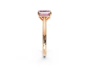 Solitaire Engagement Ring Setting for Fancy Pink Asscher Cut Center with Narrow Cathedral Band and Prong Head in Rose Gold