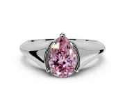Tension Engagement Ring Setting for Fancy Pink Pear-Shaped Center with Wide Tapered Band and Tension Head in White Gold