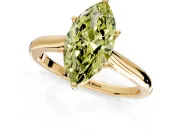 Solitaire Engagement Ring Setting for Fancy Yellow Marquise Center with Narrow Cathedral Band and Prong Head in Yellow Gold
