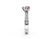 Solitaire Engagement Ring Setting for Fancy Pink Heart-Shaped Center with Channel-Set Accents and Prong Head in Platinum