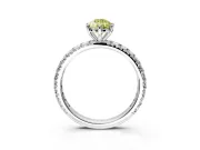 Solitaire Engagement Ring Setting for Fancy Yellow Pear-Shaped Center with Shared-Prong Accents and Prong Head in White Gold