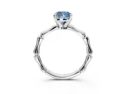 Solitaire Engagement Ring Setting for Fancy Blue Cushion Cut Center with Bamboo Band and Prong Head in Platinum