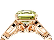 Solitaire Engagement Ring Setting for Fancy Yellow Asscher Cut Center with Marquise and Bezel Accents and Prong Head in Rose Gold