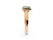 Halo Engagement Ring Setting for Fancy Green Princess Cut Center with Knife Ridge Cathedral Band and Prong Head in Rose Gold