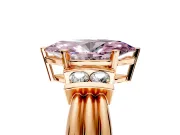 Solitaire Engagement Ring Setting for Fancy Pink Marquise Center with Grooved Bar Accent Band and Prong Head in Rose Gold
