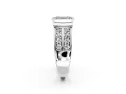 Bezel Engagement Ring Setting for Emerald Cut Center with Wide Channel-Set Band and Bezel Head in Sterling Silver