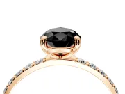 Solitaire Engagement Ring Setting for Fancy Black Pear-Shaped Center with Pave Accents and Prong Head in Rose Gold