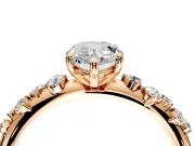 Cluster Engagement Ring Setting for Pear-Shaped Center with Round Cut Accent Band and Prong Head in Rose Gold