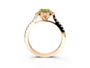 Floral Engagement Ring Setting for Fancy Yellow Asscher Cut Center with Pave Band and Floral Prong Head in Rose Gold