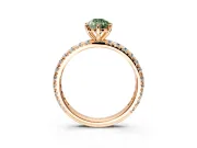 Solitaire Engagement Ring Setting for Fancy Green Pear-Shaped Center with Shared-Prong Accents and Prong Head in Rose Gold