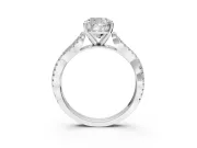 Solitaire Engagement Ring Setting for Cushion Cut Center with Twisted Pave Split Shank and Prong Head in Sterling Silver