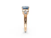 Cluster Engagement Ring Setting for Fancy Blue Princess Cut Center with Round Cut Accent Frame and Prong Head in Rose Gold