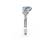 Solitaire Engagement Ring Setting for Fancy Blue Pear-Shaped Center with Marquise and Bezel Accents and Prong Head in Platinum