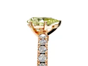 Solitaire Engagement Ring Setting for Fancy Yellow Pear-Shaped Center with Single Row Accent Band and Prong Head in Rose Gold
