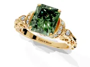 Solitaire Engagement Ring Setting for Fancy Green Radiant Cut Center with Filigree Band and Prong Head in Yellow Gold