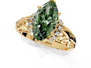 Solitaire Engagement Ring Setting for Fancy Green Marquise Center with Filigree Accent Basket and Prong Head in Yellow Gold